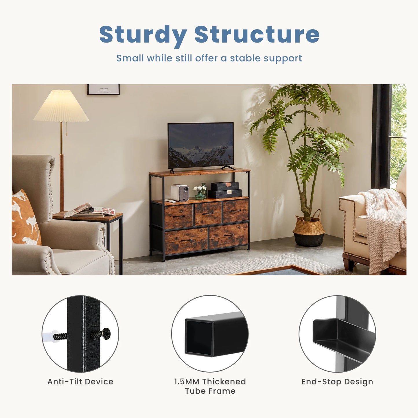 TV Stand Dresser for Bedroom with Storage