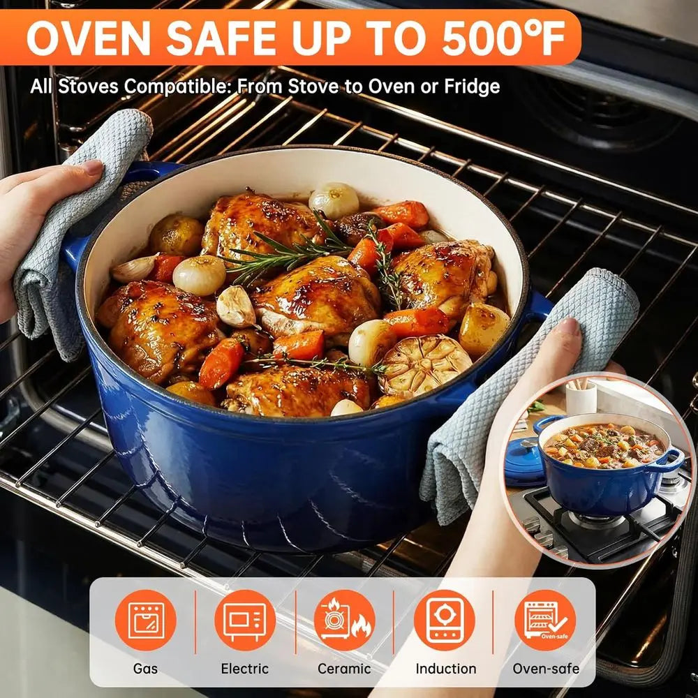 Enameled Cast Iron Cookware Set with Nonstick Cooking