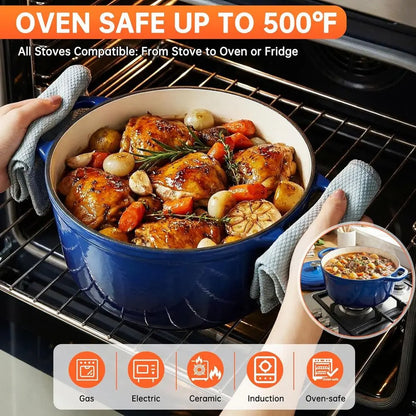 Enameled Cast Iron Cookware Set with Nonstick Cooking