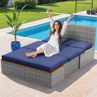 Daybed Set with 2 Side Tables for Backyard Porch