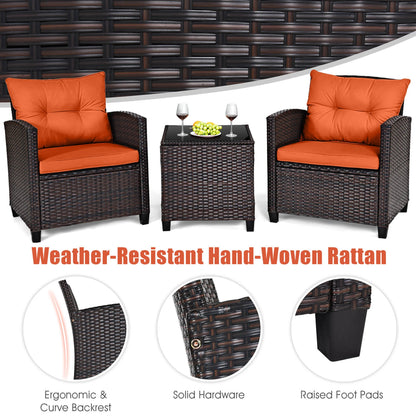 Patio Rattan Furniture Set Sofa Orange
