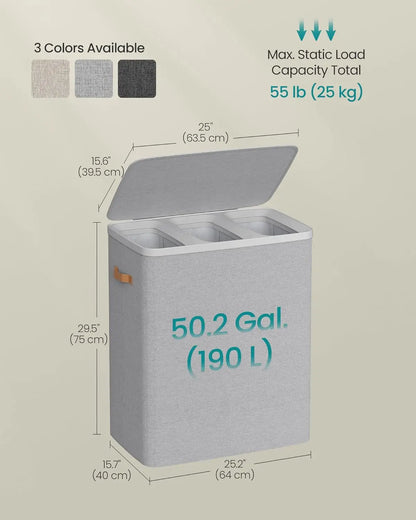 Laundry Sorter with 3-Compartment