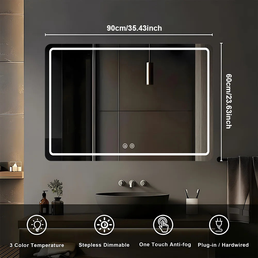 Bathroom Mirror with defogging button