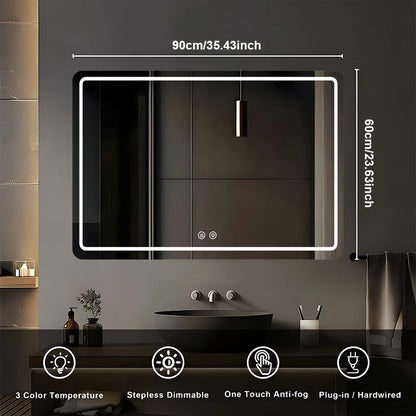 Bathroom Mirror with defogging button