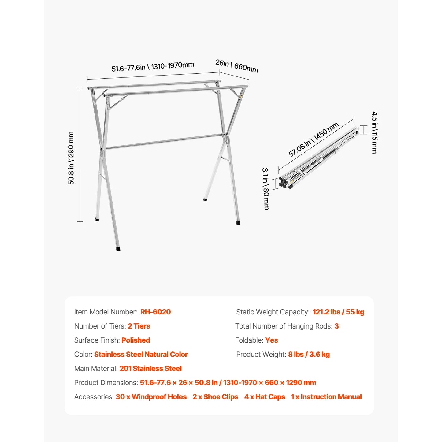 Foldable Laundry Dryer Rack with Adjustable Dedicated Sock Clips