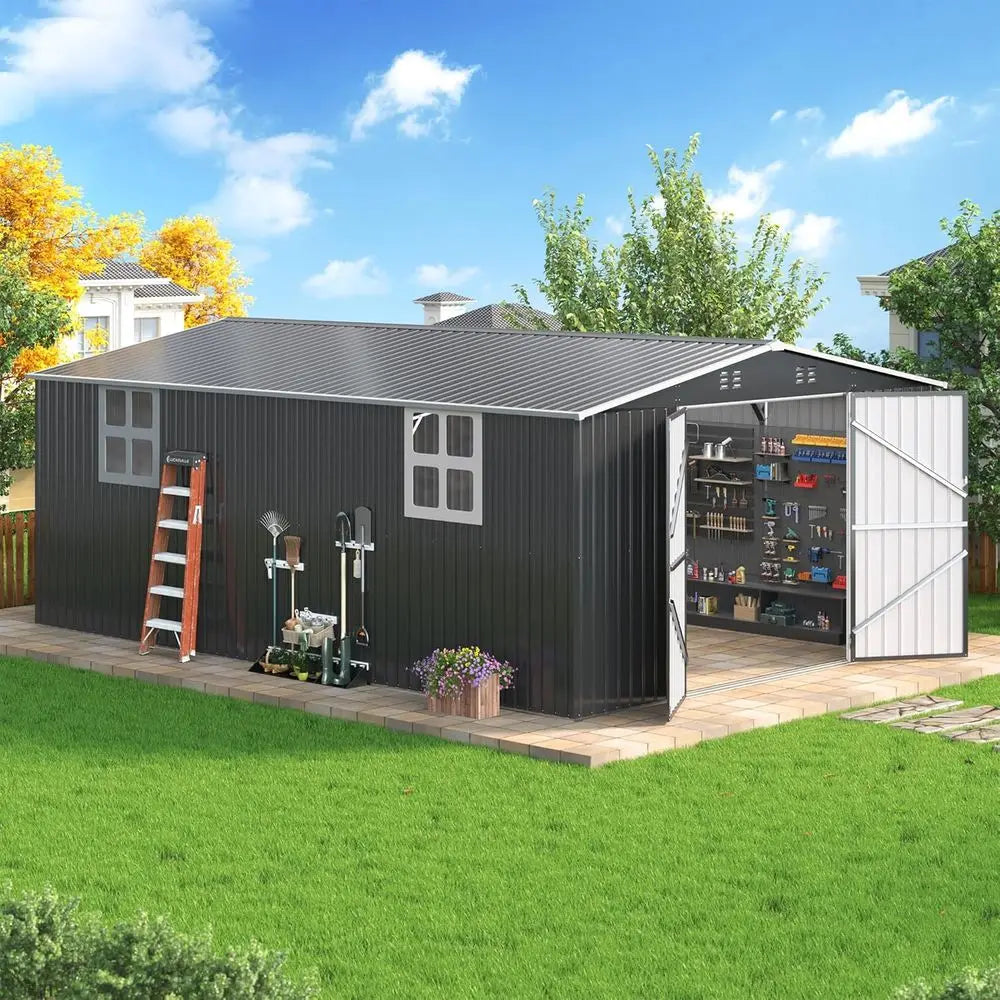 12x18 Outdoor Storage Shed with Lockable Door