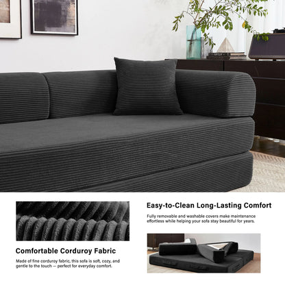 Sleeper Sofa Bed, 79'' L-Shaped Armrests Foldable