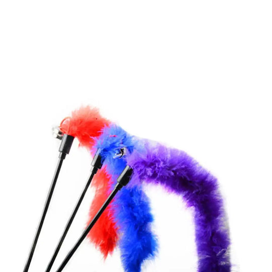 interactive cat toy wand with feather