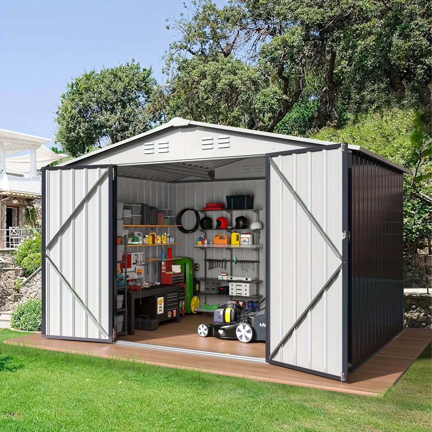 Metal Garden Shed with Updated Frame Structure