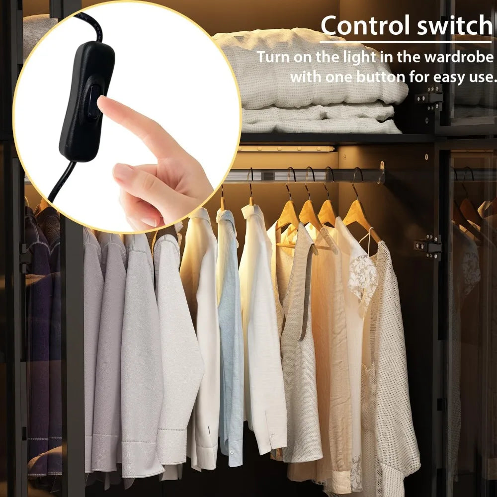 Wardrobe with Glass Doors and LED Lights