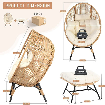Wicker Patio Lounger with Ottoman