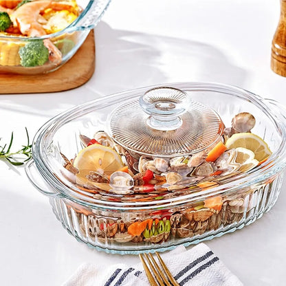 4-Piece Glass Casserole Baking Dish Set with Glass Lids