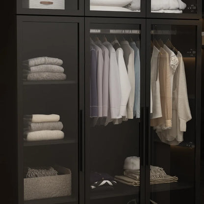 Wardrobe with Glass Doors and LED Lights