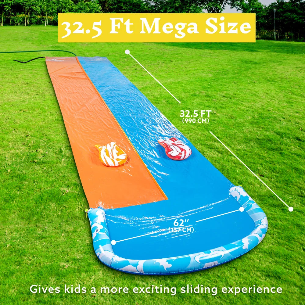 Inflatable Water Slide with Dual Racing Lanes