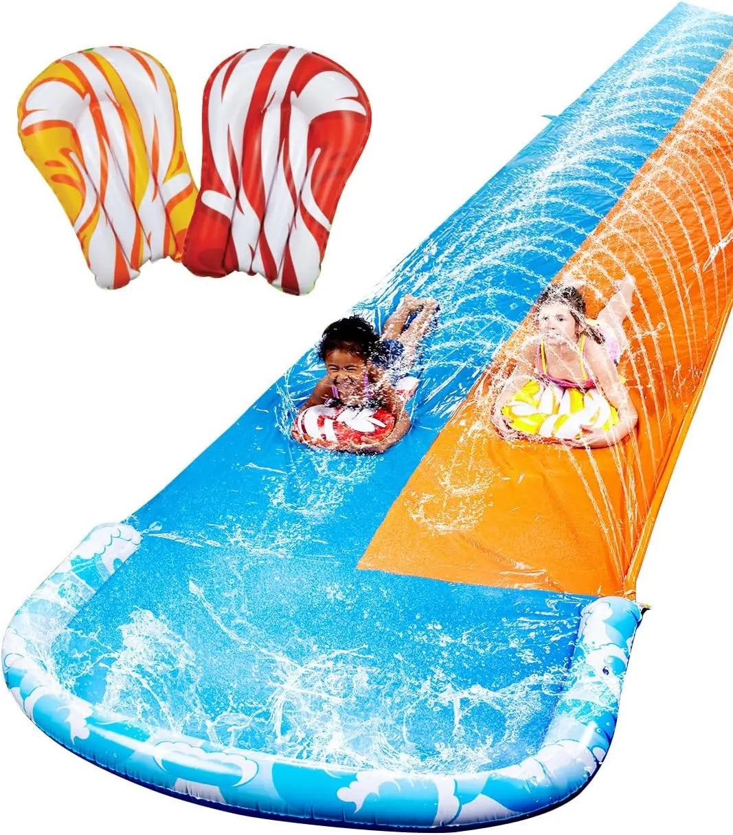 Inflatable Water Slide with Dual Racing Lanes