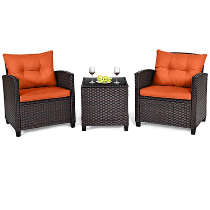 Patio Rattan Furniture Set Sofa Orange