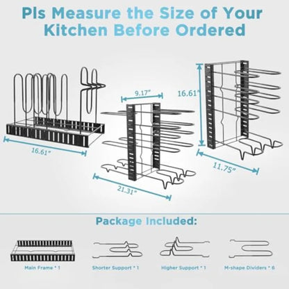 Pots and Pans Organizer for Cabinet 16.61 Height 8 Tier Storage