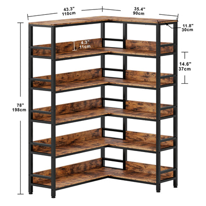 Corner Bookcases with Metal Frame for Living Room