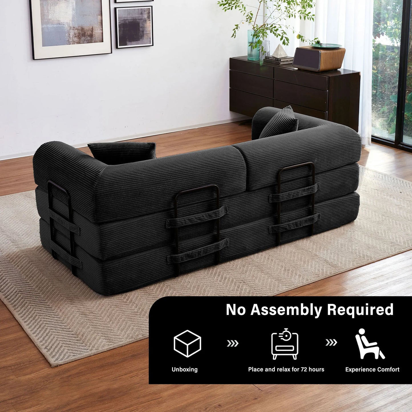 Sleeper Sofa Bed, 79'' L-Shaped Armrests Foldable