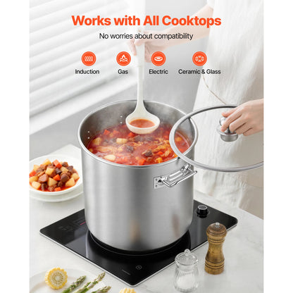 21 Qt Stainless Steel Stock Pot with Glass Lid