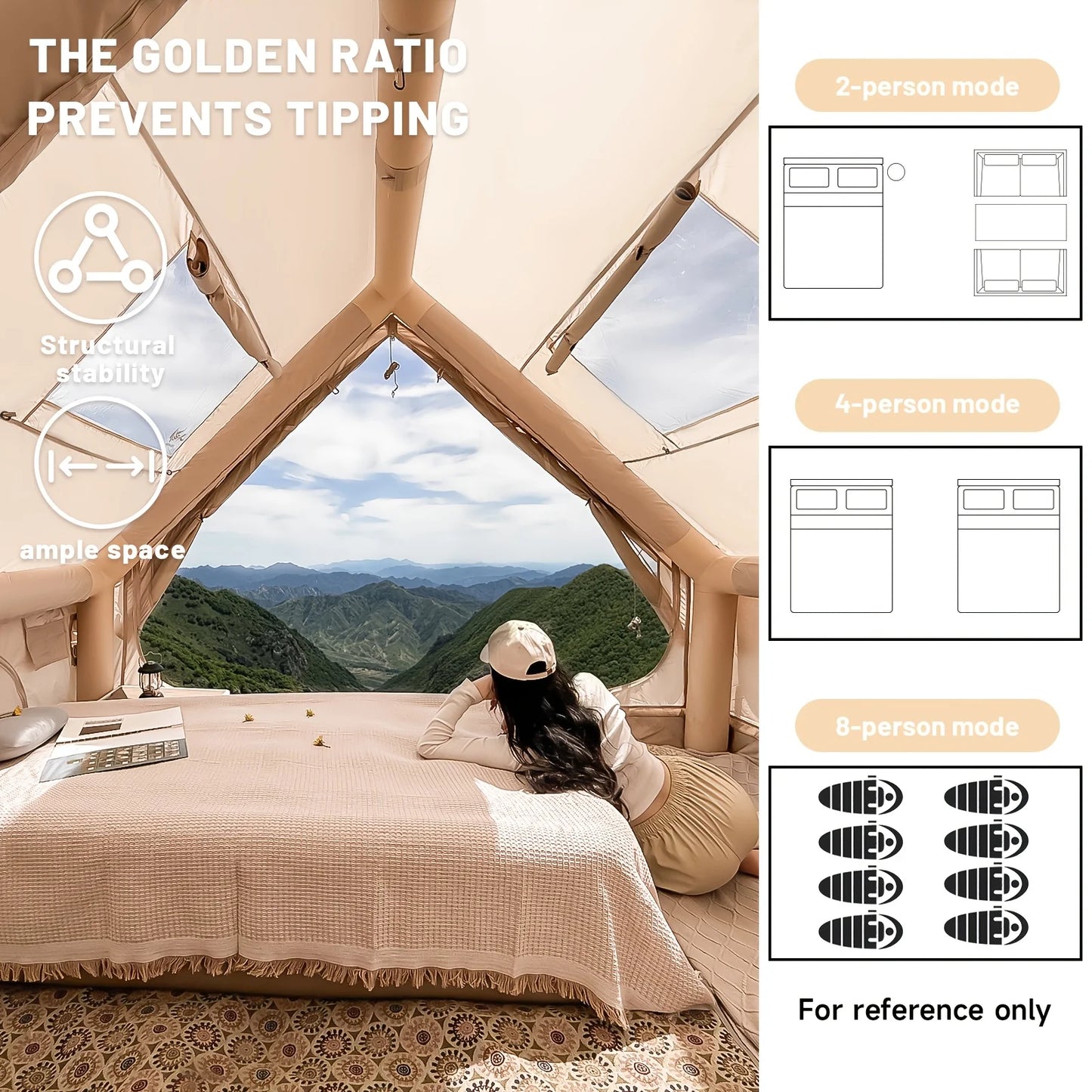 Camping Tent Large Inflatable with Skylight
