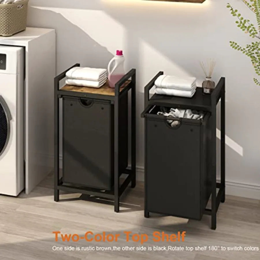 Laundry Hamper with Removable Laundry Bag and Top Shelf