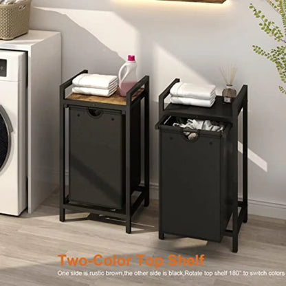 Laundry Hamper with Removable Laundry Bag and Top Shelf