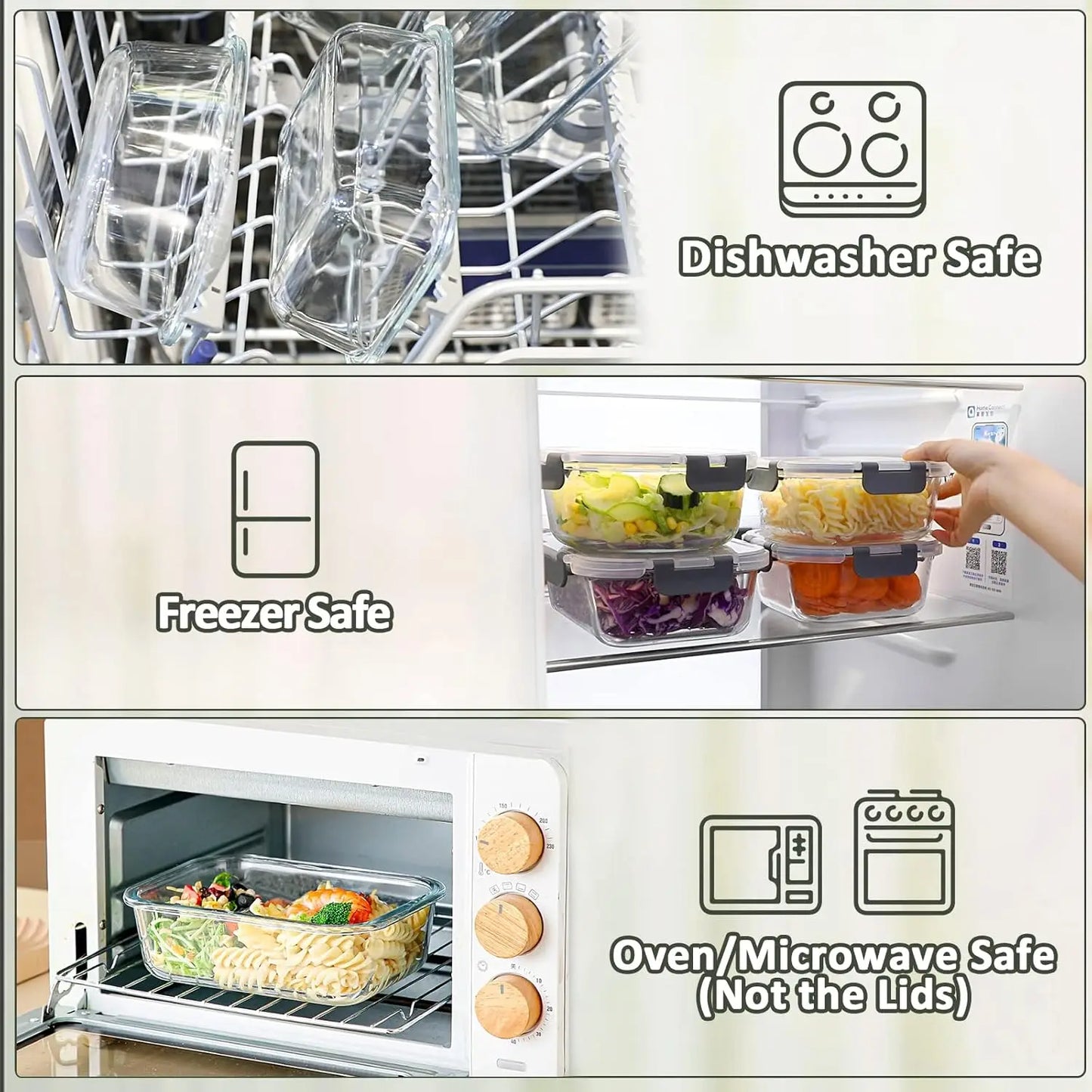 Glass Containers for Food Storage, 10-Pack