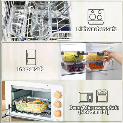 Glass Containers for Food Storage, 10-Pack