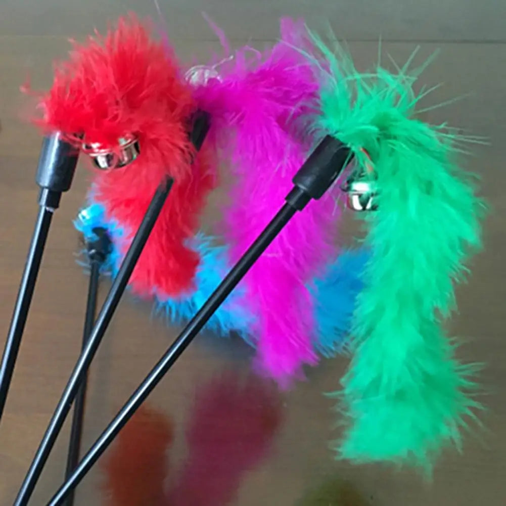 interactive cat toy wand with feather