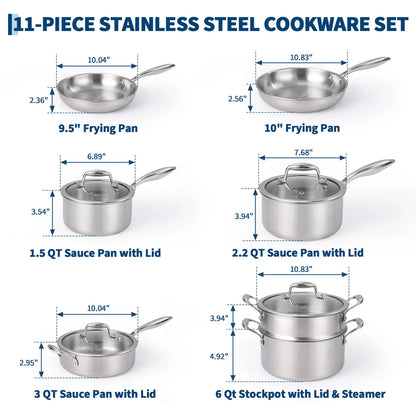 Stainless Steel Cookware Set with Lids