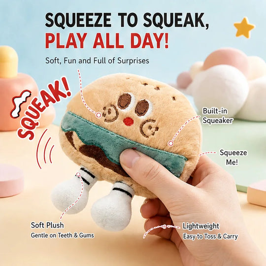 Squeaky Plush Dog Toys Cute Food Shape Puppy Chew