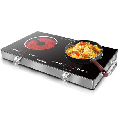Portable Countertop Hob with Black Crystal Glass Design