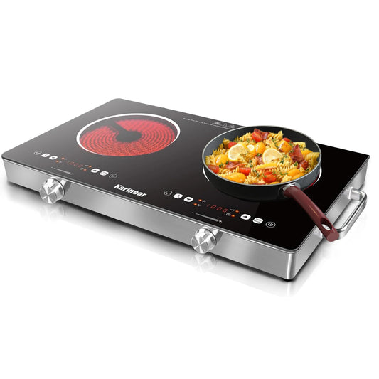 Portable Countertop Hob with Black Crystal Glass Design