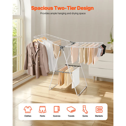 Foldable Laundry Dryer Rack with Adjustable Dedicated Sock Clips
