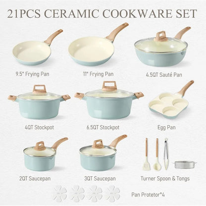 Ceramic Pots and Pans Cookware Set