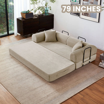Sleeper Sofa Bed, 79'' L-Shaped Armrests Foldable