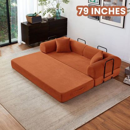 Sleeper Sofa Bed, 79'' L-Shaped Armrests Foldable