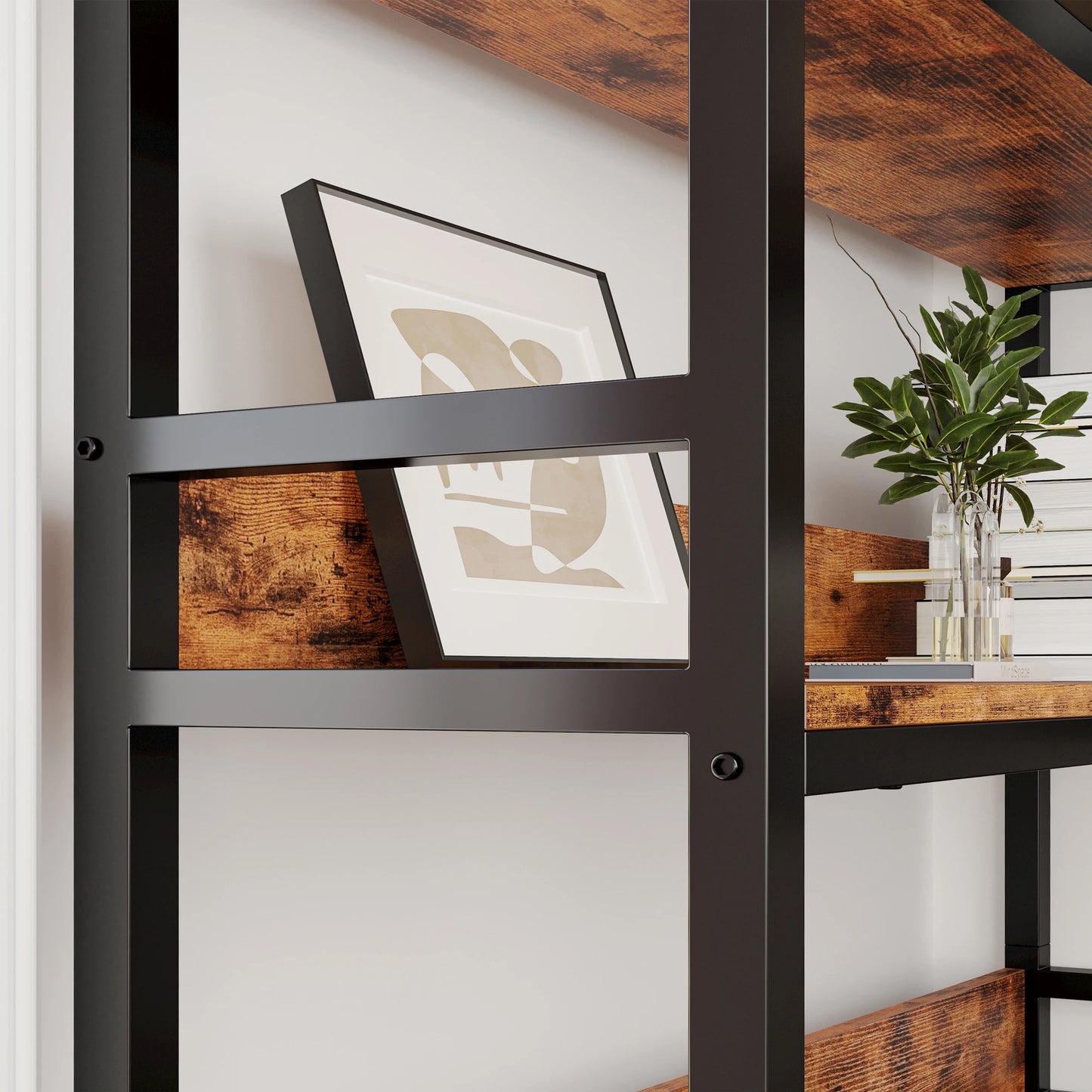 Corner Bookcases with Metal Frame for Living Room