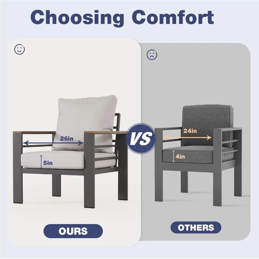 Aluminum Patio Furniture with Washable Thick Cushions