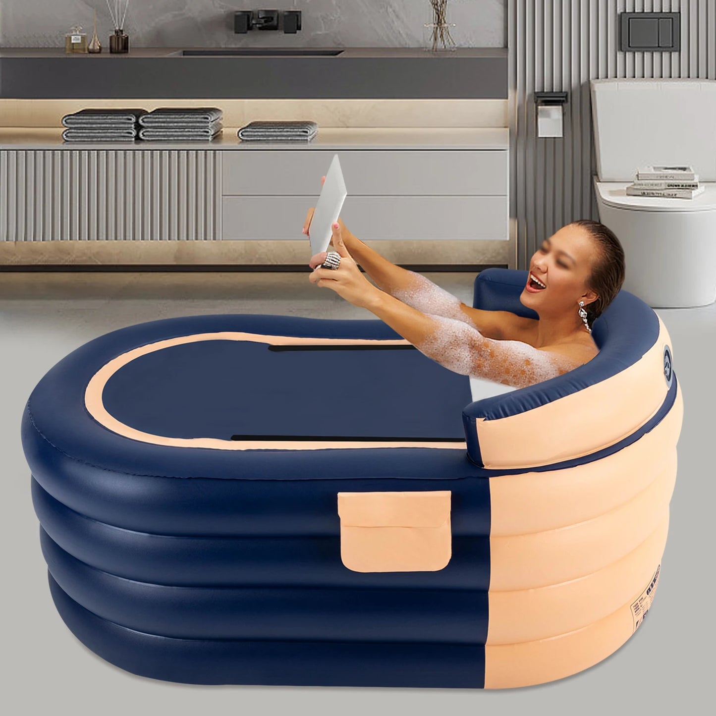 Inflatable Adult Bathtub with Wireless Electric Air Pump