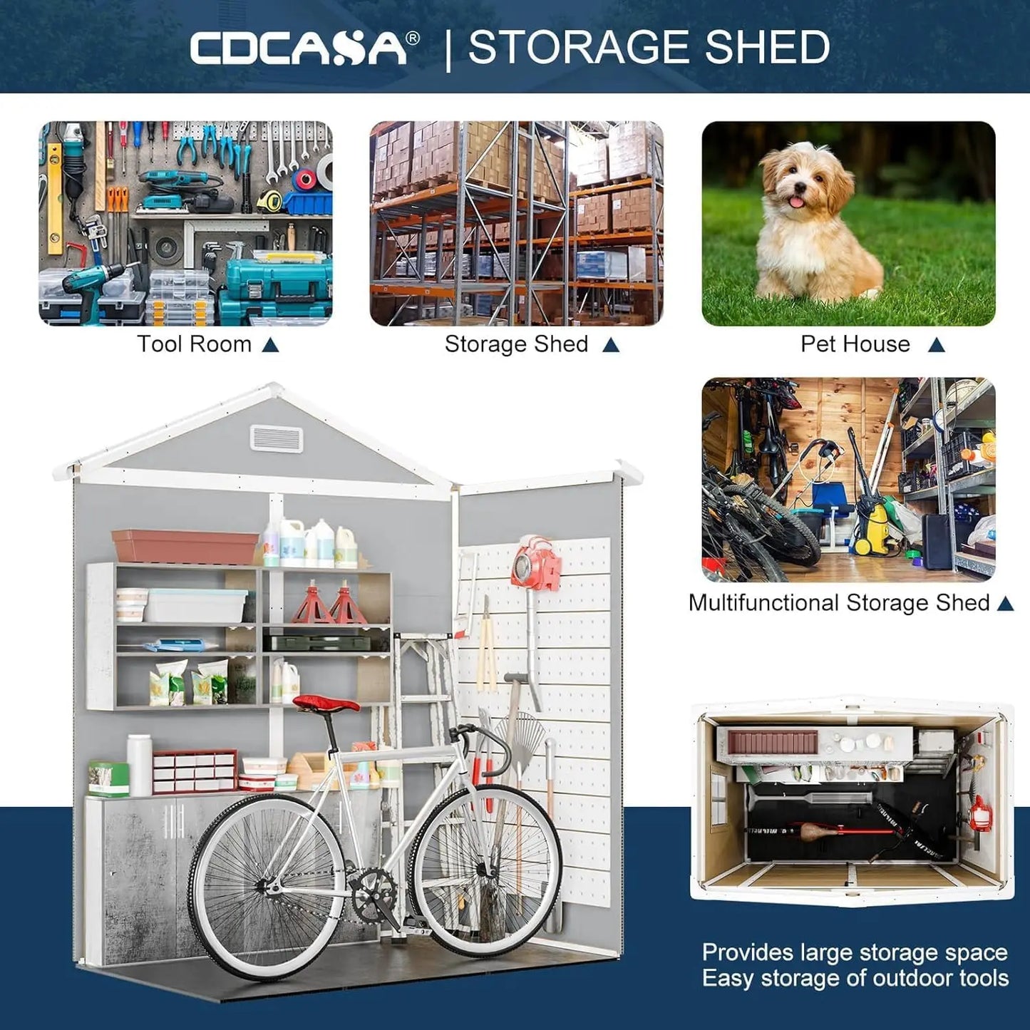 Outdoor Storage Shed with Double Lockable Doors