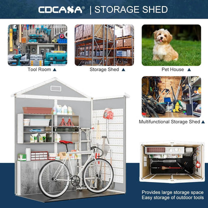 Outdoor Storage Shed with Double Lockable Doors
