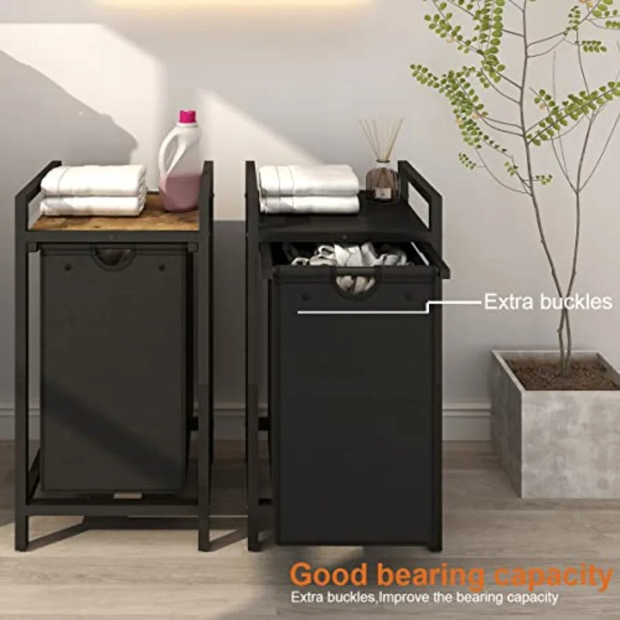 Laundry Hamper with Removable Laundry Bag and Top Shelf