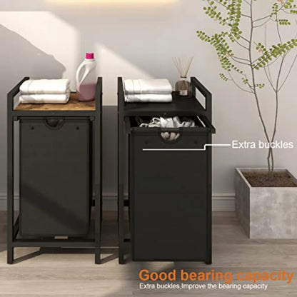 Laundry Hamper with Removable Laundry Bag and Top Shelf