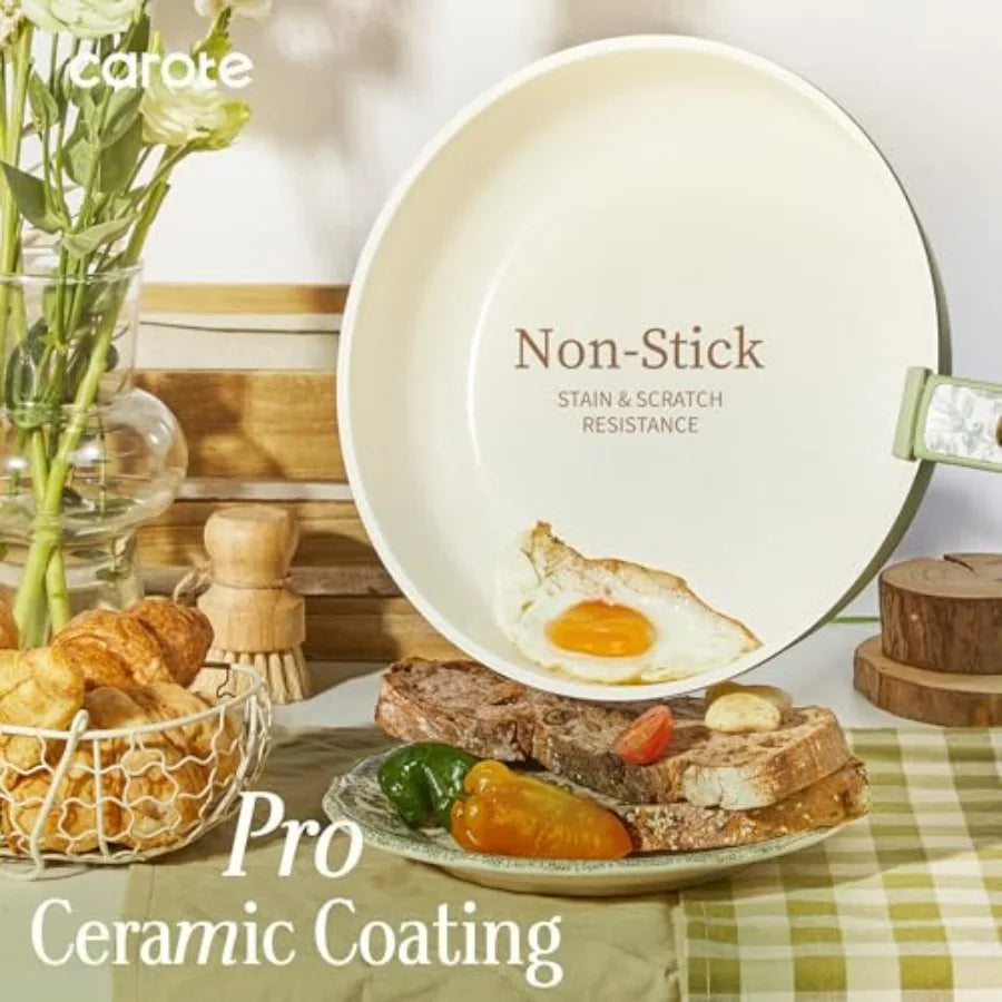 Ceramic Cookware Set with Detachable Handles