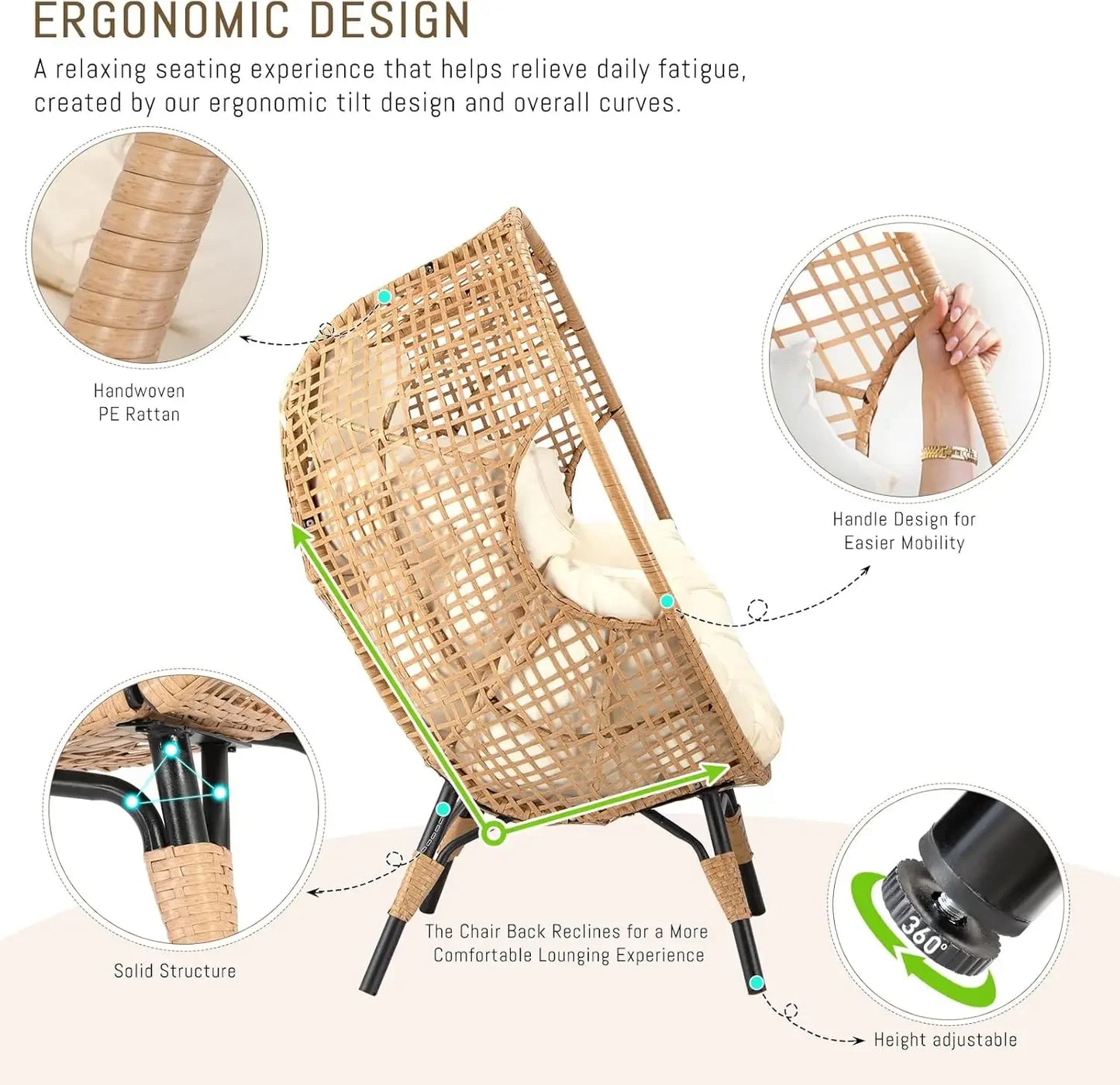 Wicker Patio Lounger with Ottoman