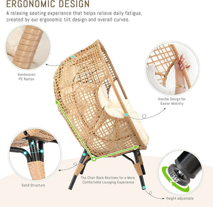 Wicker Patio Lounger with Ottoman