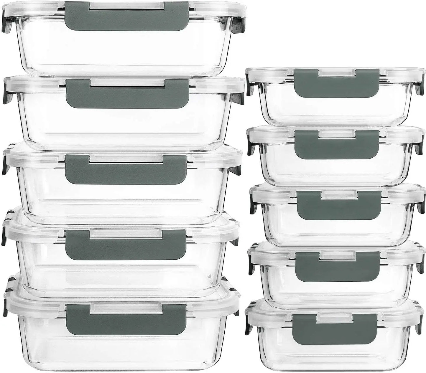 Glass Containers for Food Storage, 10-Pack