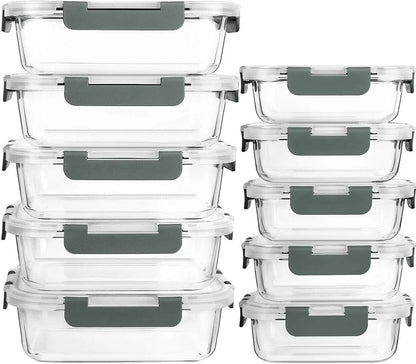 Glass Containers for Food Storage, 10-Pack